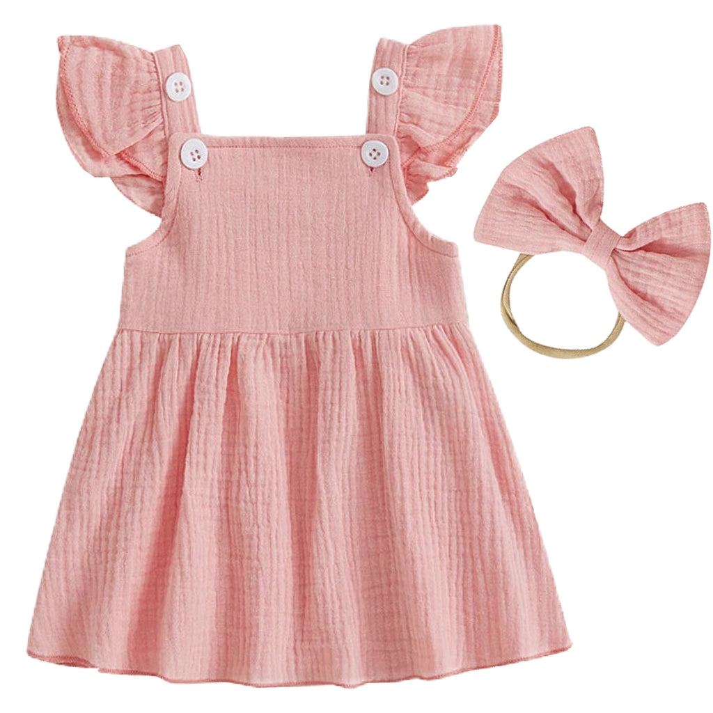 Flutter sleeve baby dress in pink