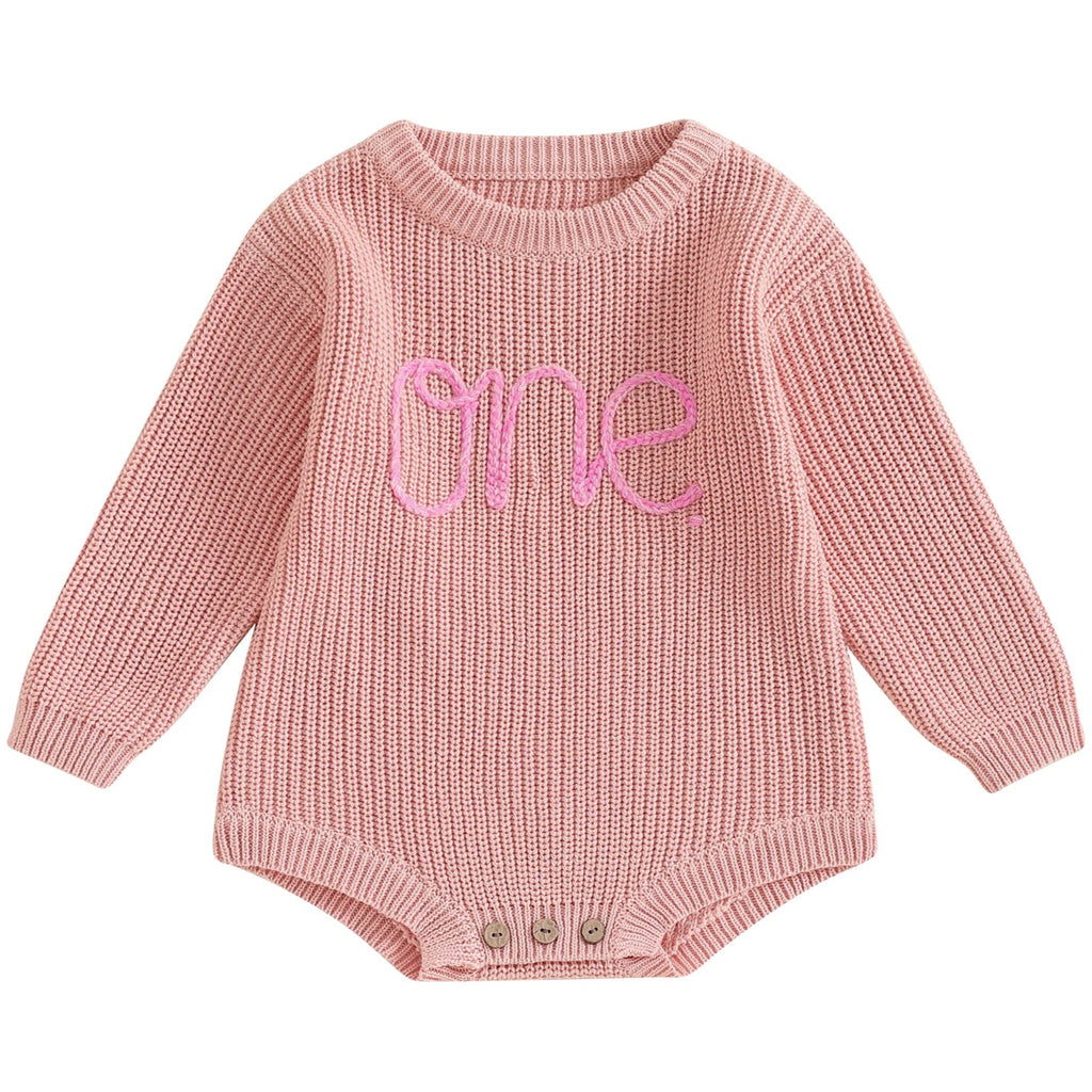 Pink birthday romper for baby girl