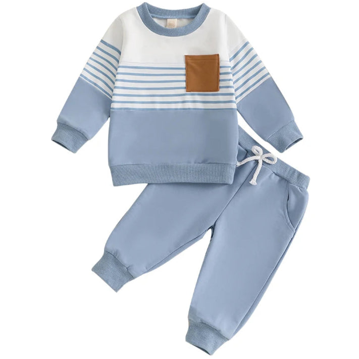 Blue baby boy tracksuit set with jumper and pants – Little Eedie