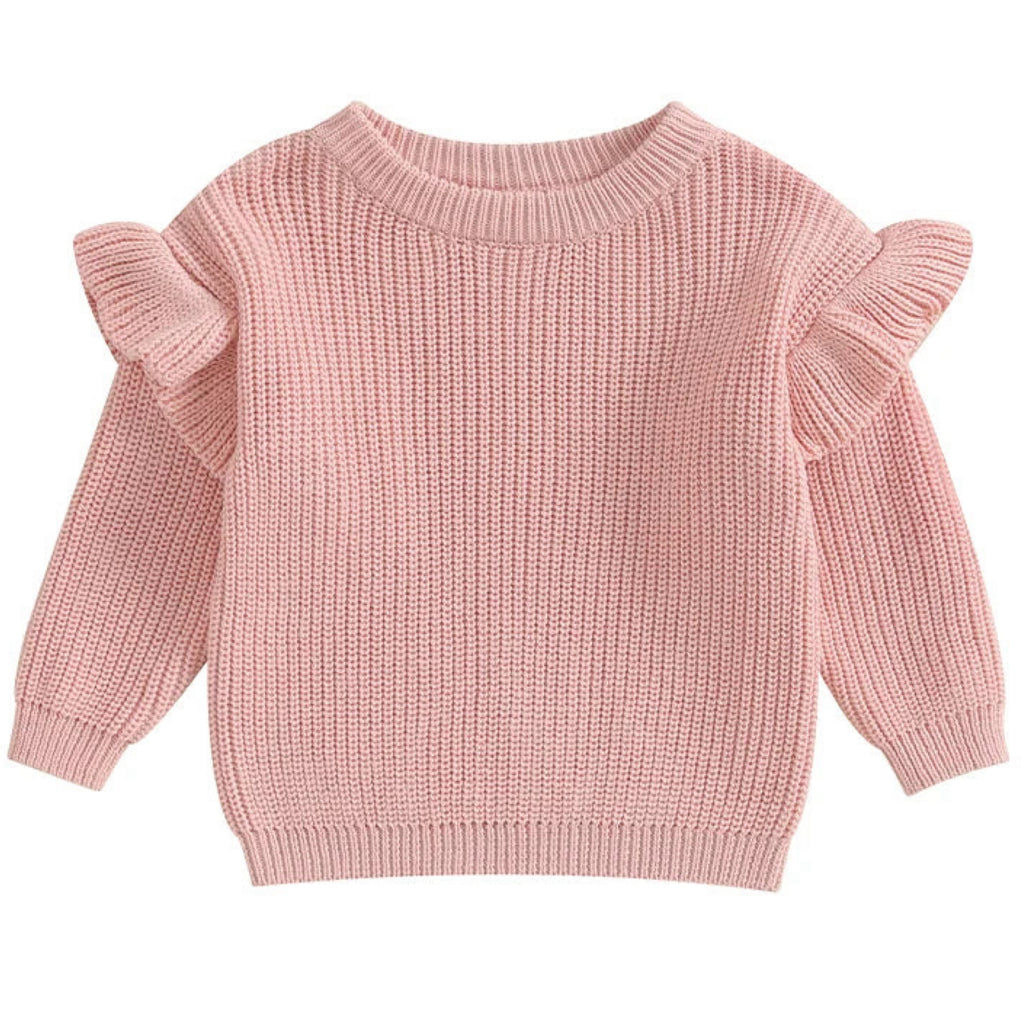 Pink chunky knit baby girl jumper – soft cotton blend