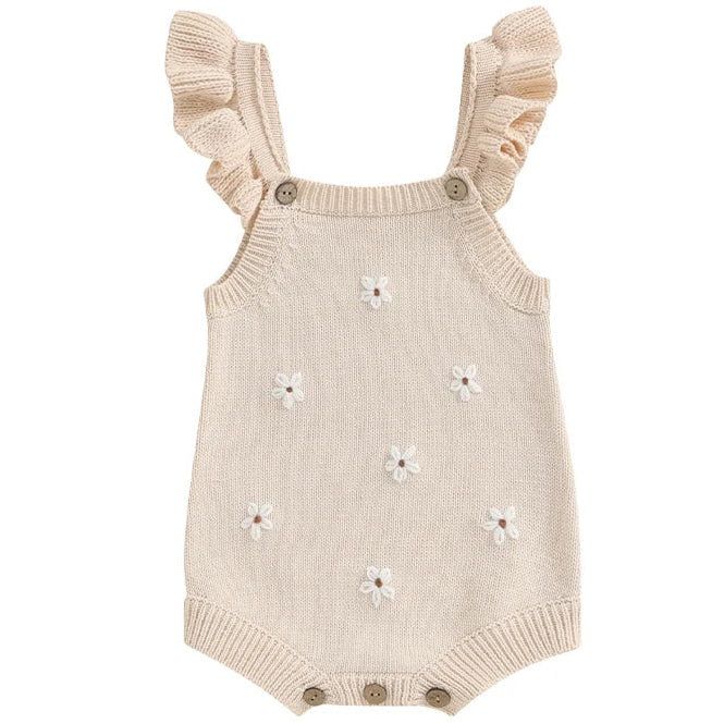 Baby Girl Newborn Romper in Cream