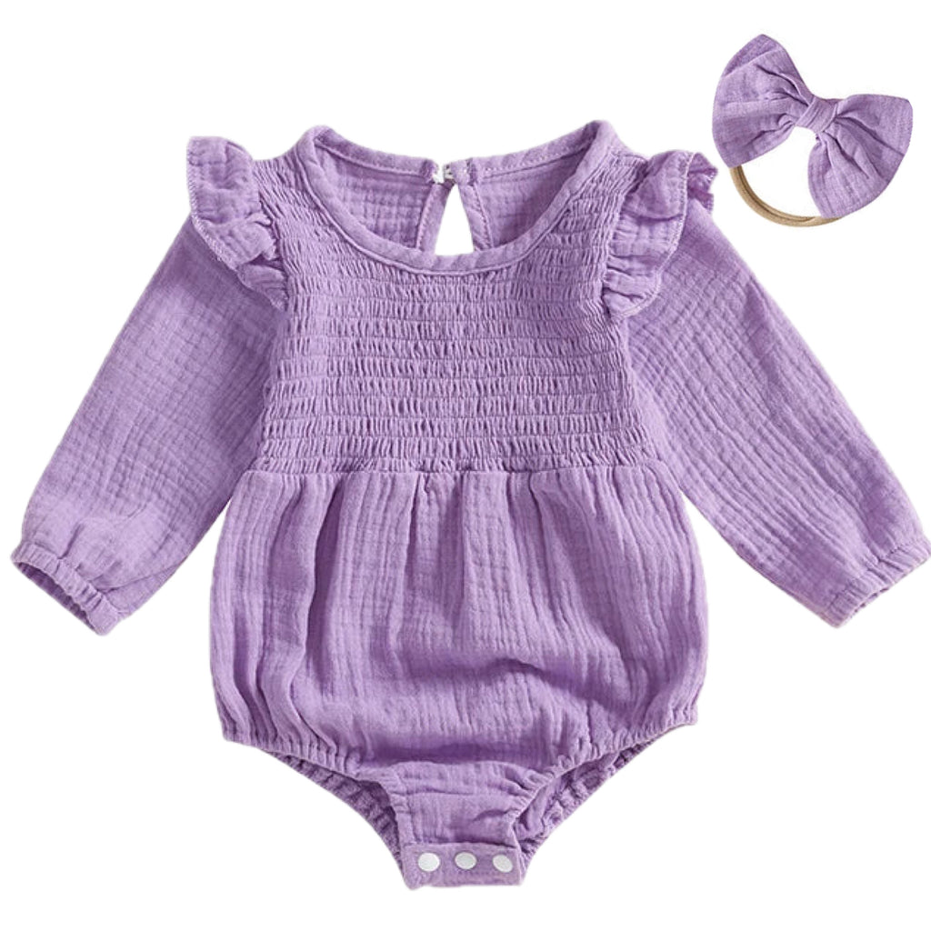 Long Sleeve Romper for Baby Girl – Purple