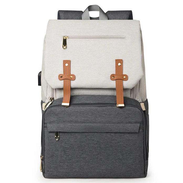 Grey Luxe Baby Bag with insulated compartments