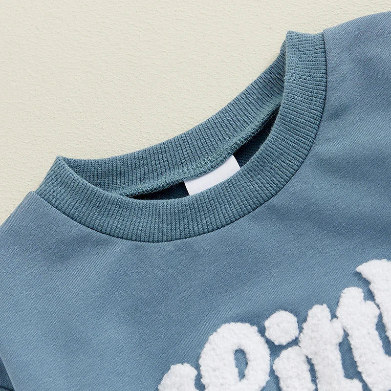 Newborn Little Brother outfit in soft blue cotton