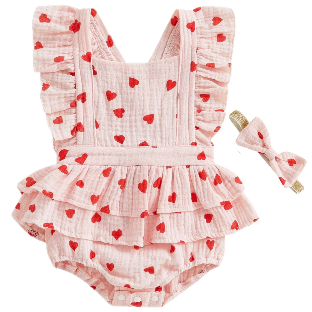 Nina Frill Romper Heart | Baby Girl Romper | Little Eedie