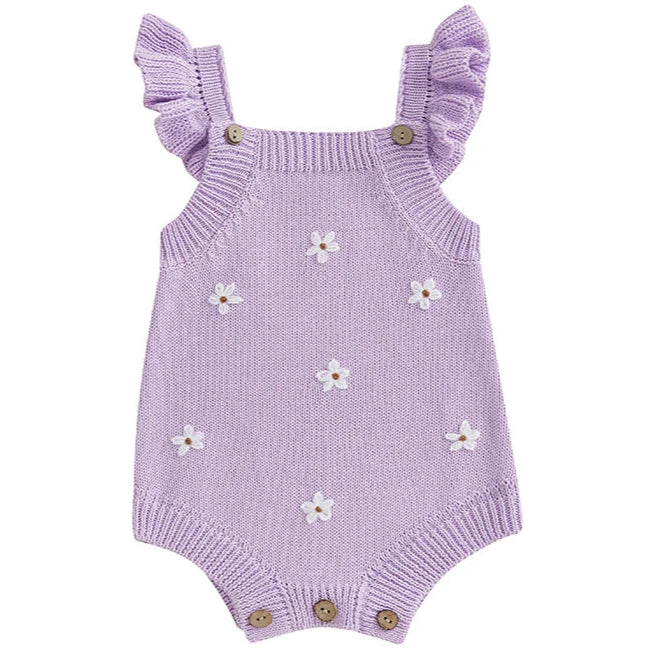 Baby Girl Knit Romper | Newborn Baby Romper in Purple Size 0-3m