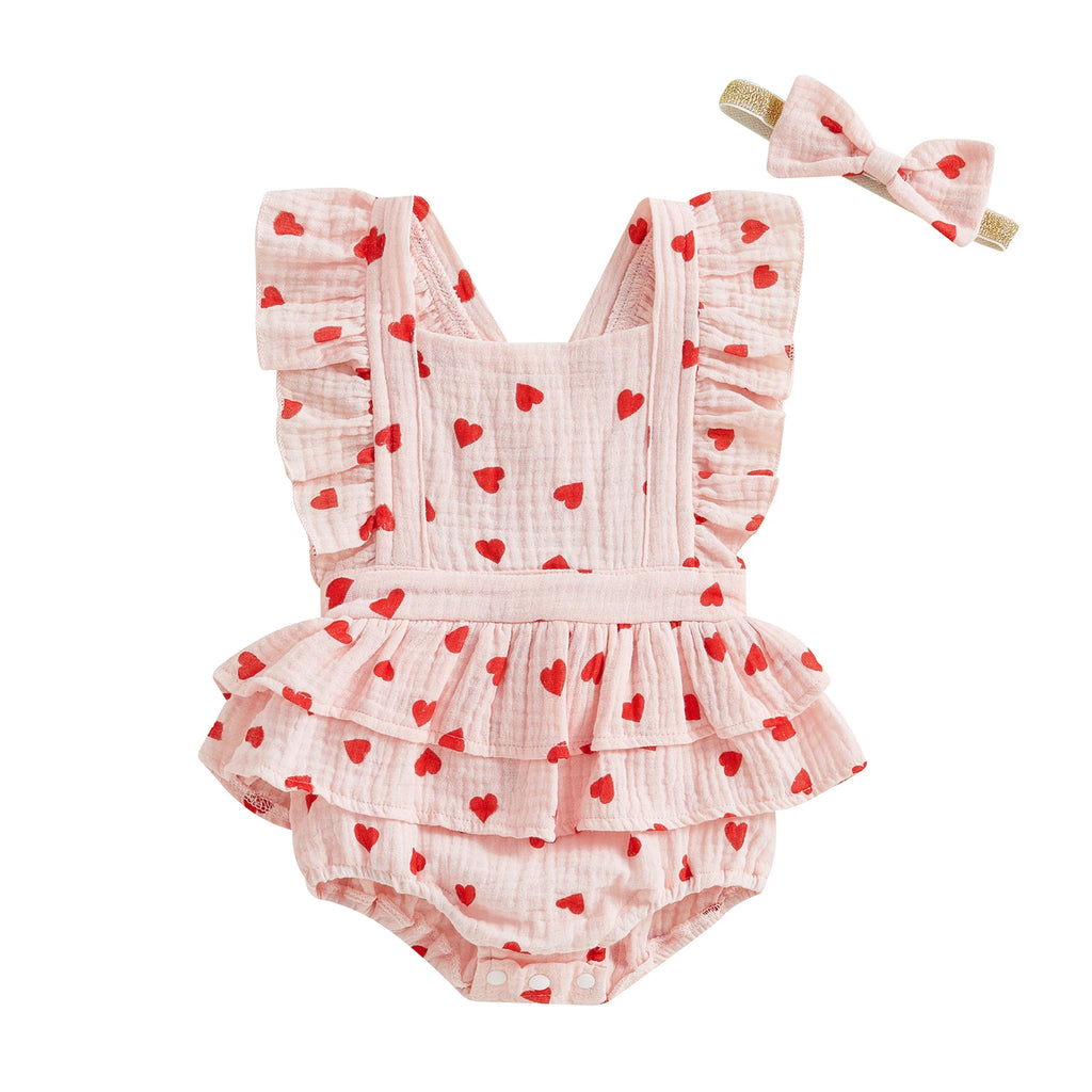 Nina Frill Romper Heart | Baby Girl Romper | Little Eedie