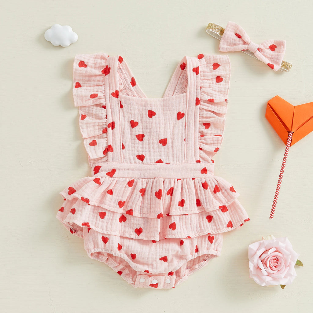 Nina Frill Romper Heart | Baby Girl Romper | Little Eedie