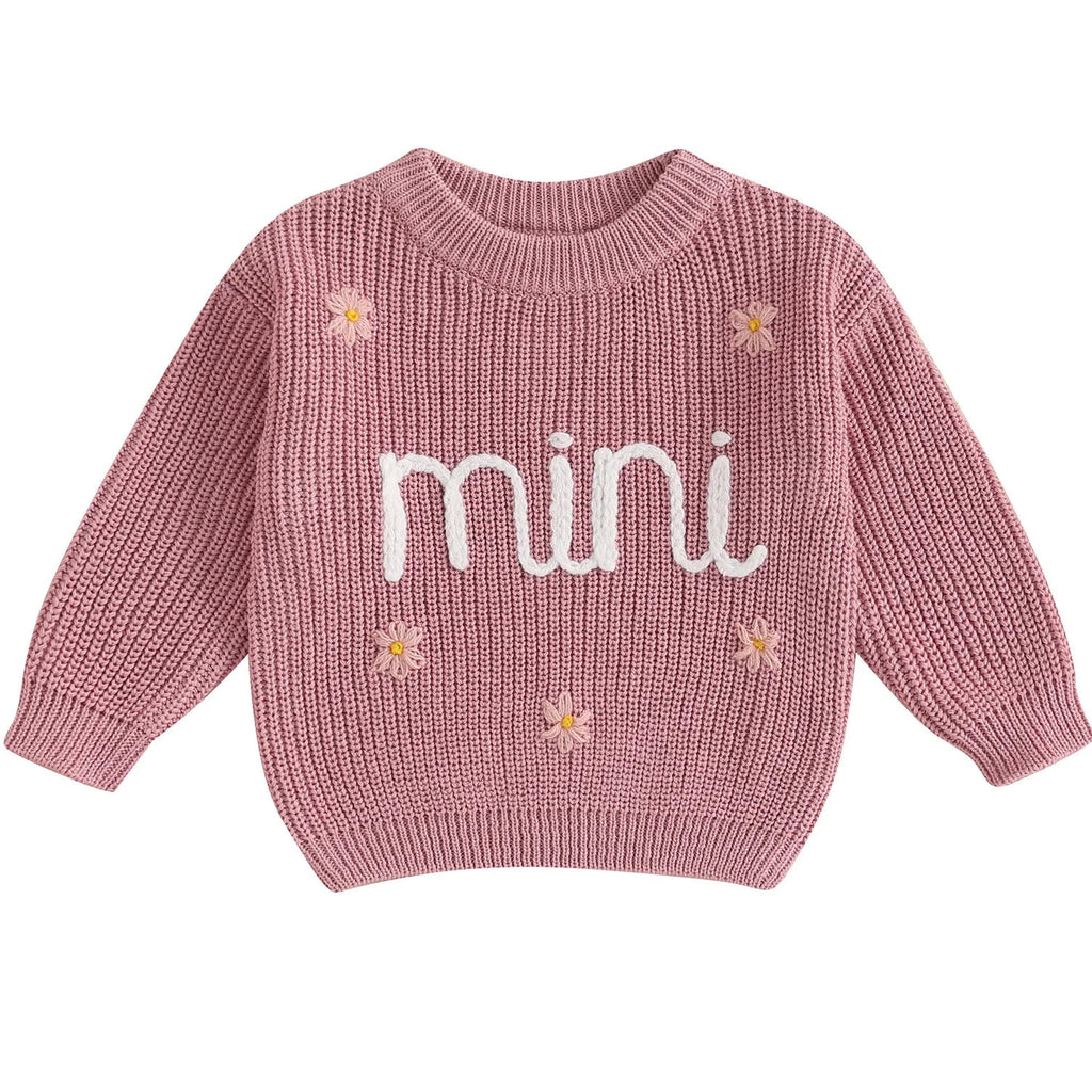 Soft pink cotton baby jumper – toddler girl winter knit