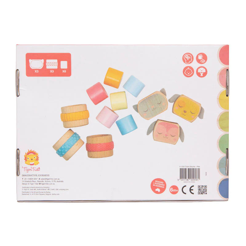 Sustainable wooden stacker toy for fine motor skills