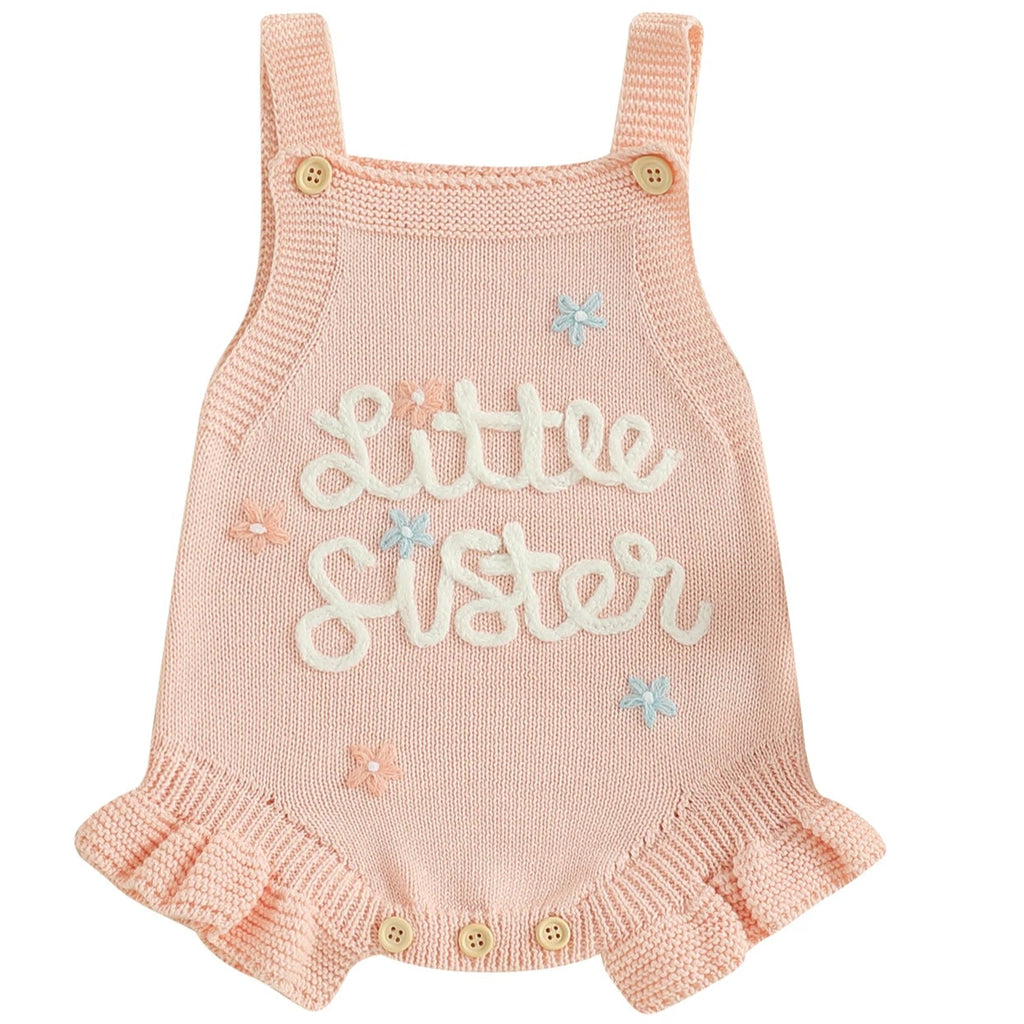 Apricot “Little Sister” baby girl romper