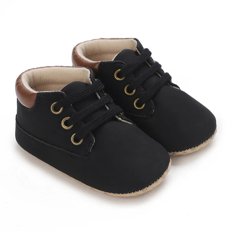 Black soft sole baby boy shoes