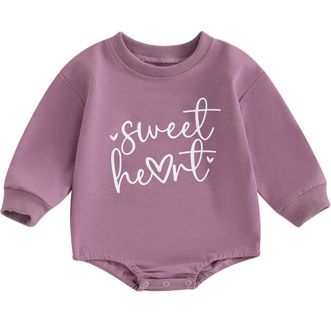 Soft long sleeve romper for baby girl in purple