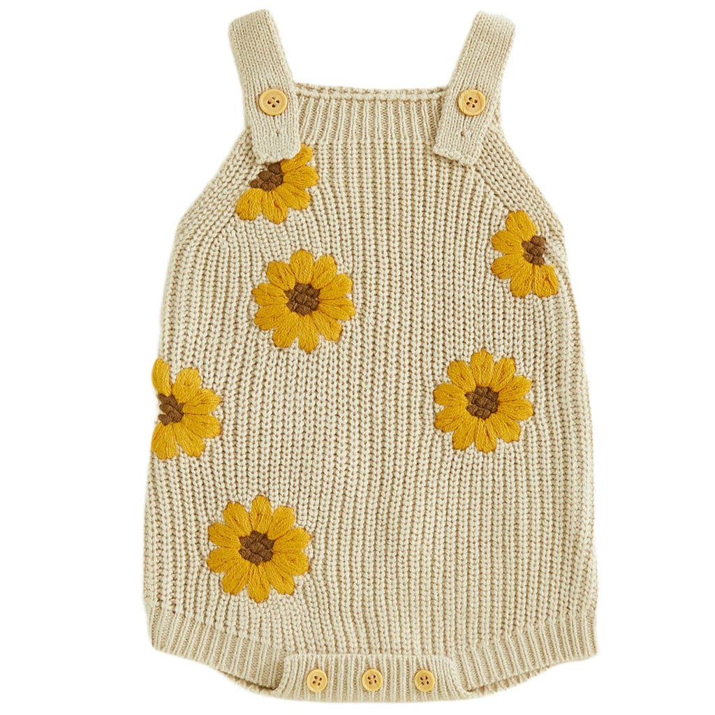 baby girl beige romper with short sleeves