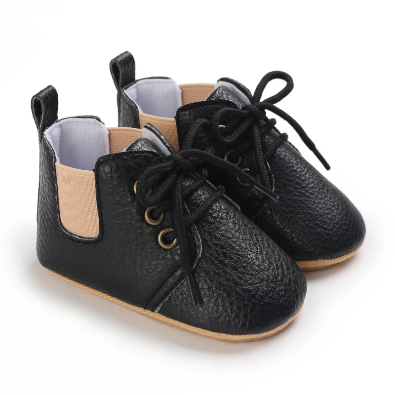 black baby girl lace-up boots