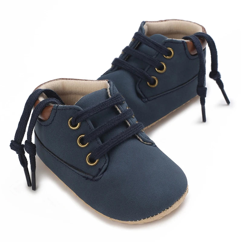 Blue mini baby boots with soft soles