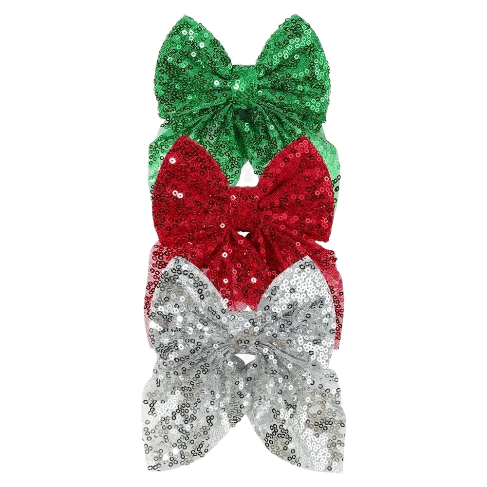 Christmas hair accessories 3-pack sparkle bows
