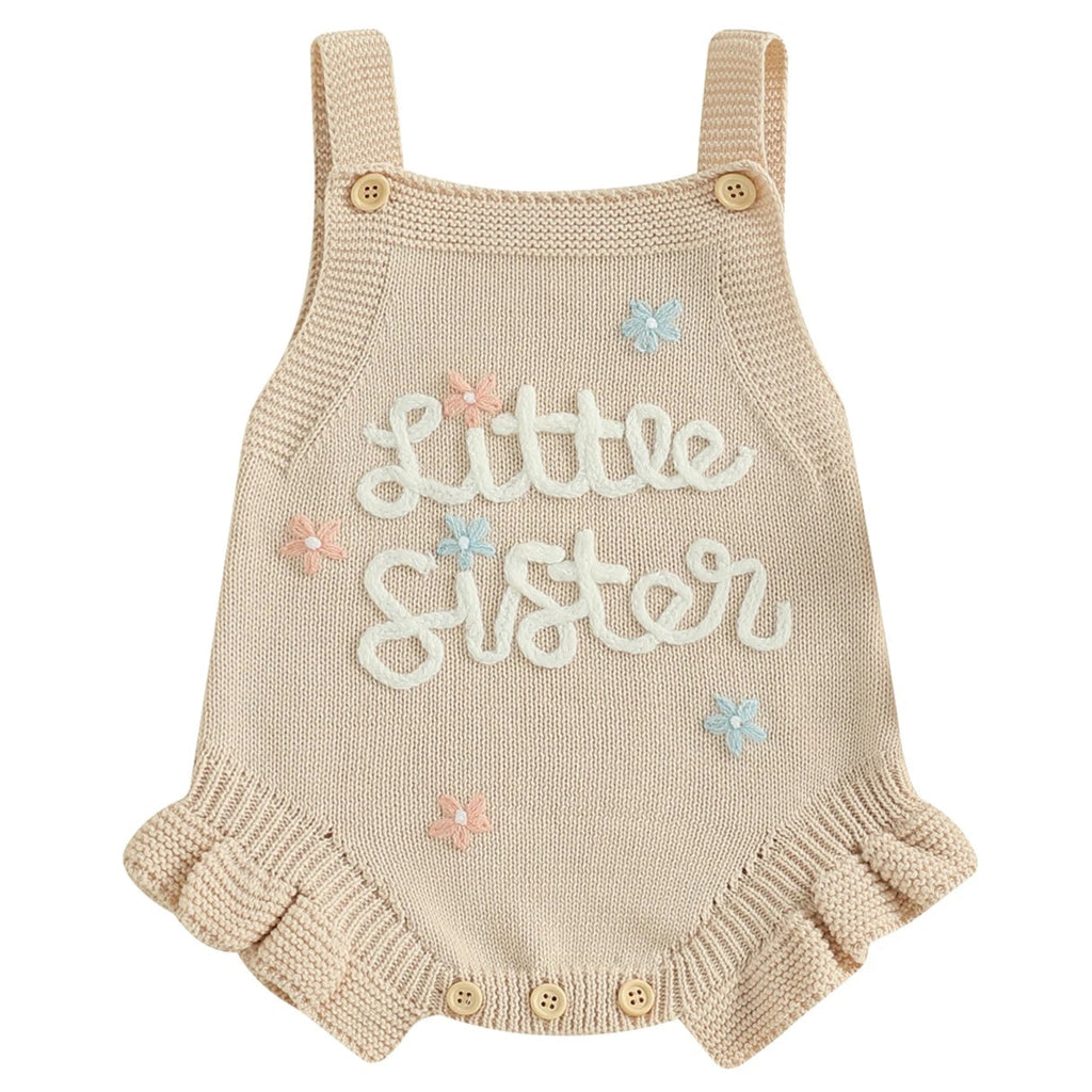 Cream “Little Sister” knit romper