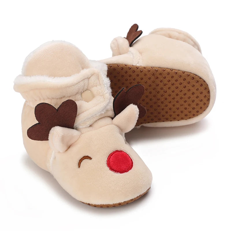 Reindeer Christmas baby shoes with soft soles