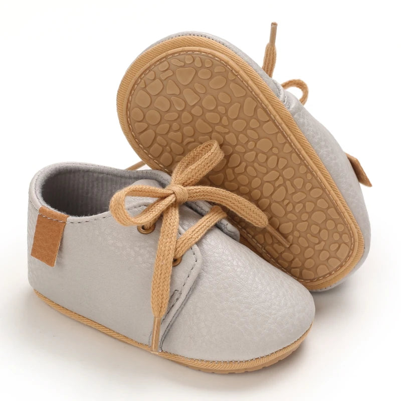 Sole of grey pre-walker baby shoes