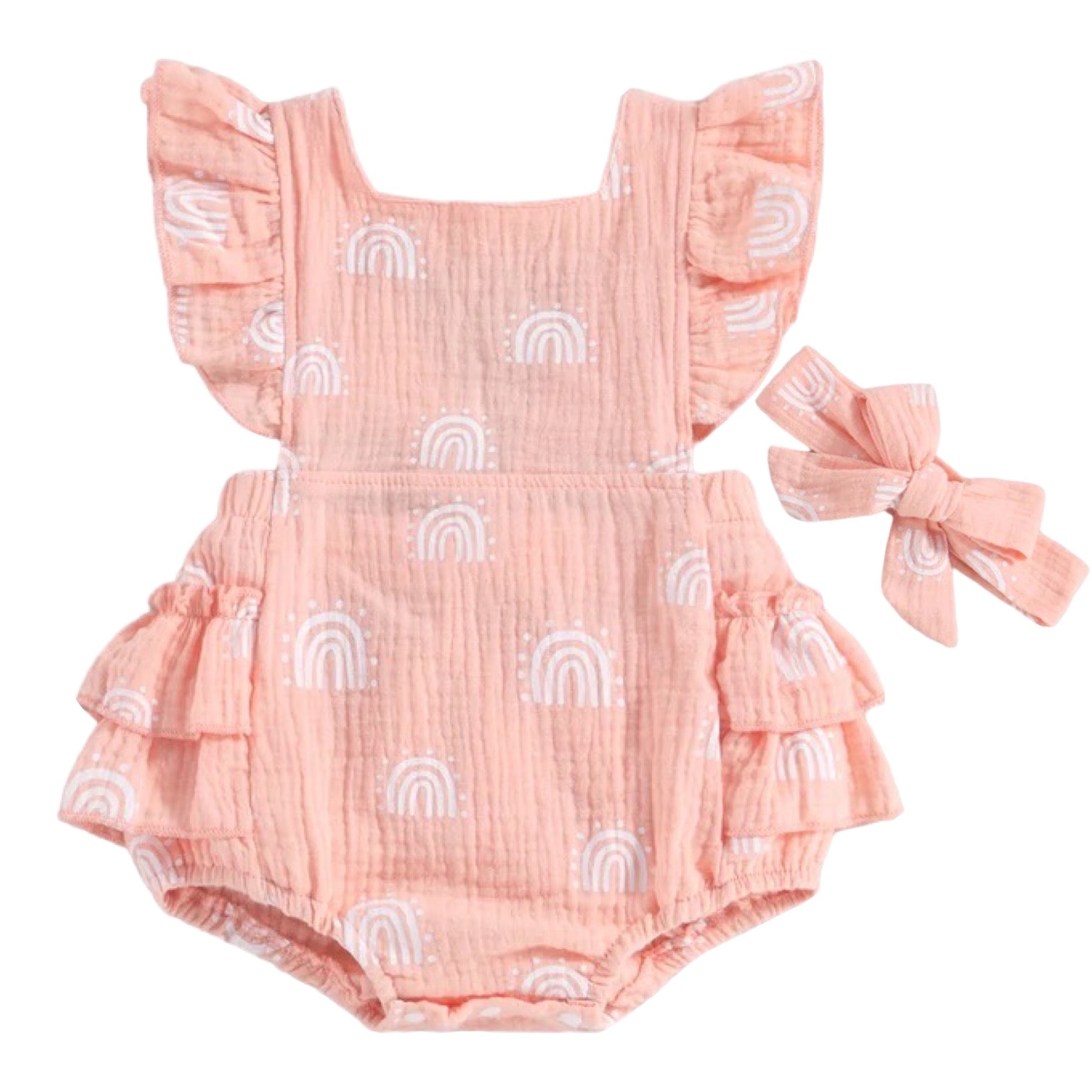 Flutter Rainbow Romper Pink Baby Romper Little Eedie