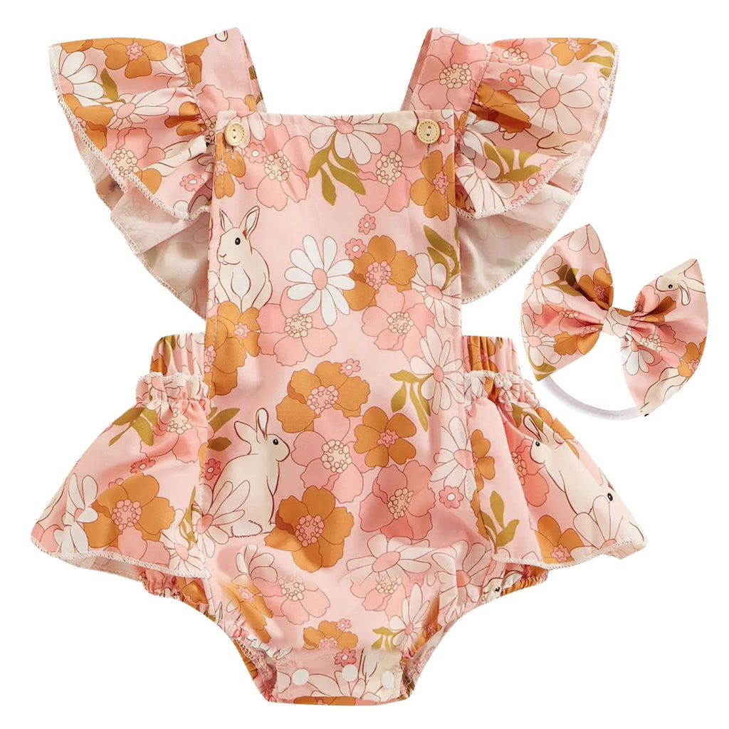 Little Eedie pink Easter romper with headband