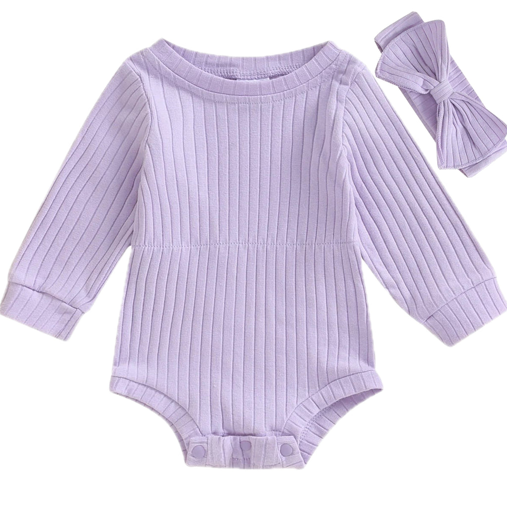 Baby girl romper in soft purple from Little Eedie