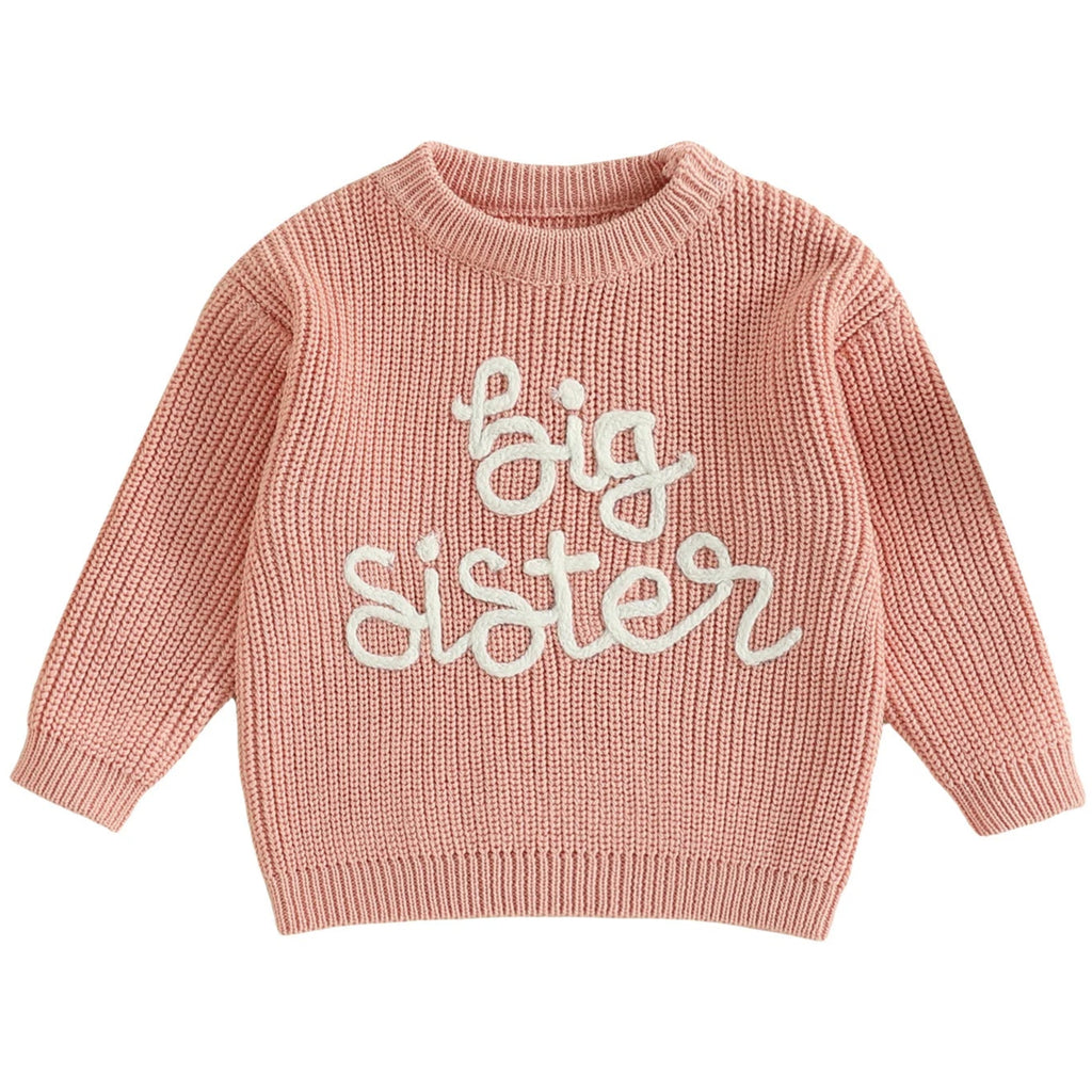 Soft pink knit Big Sister jumper