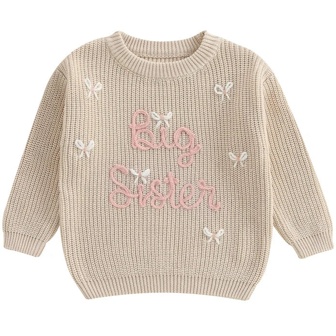 Baby girl cream knit jumper sibling outfit