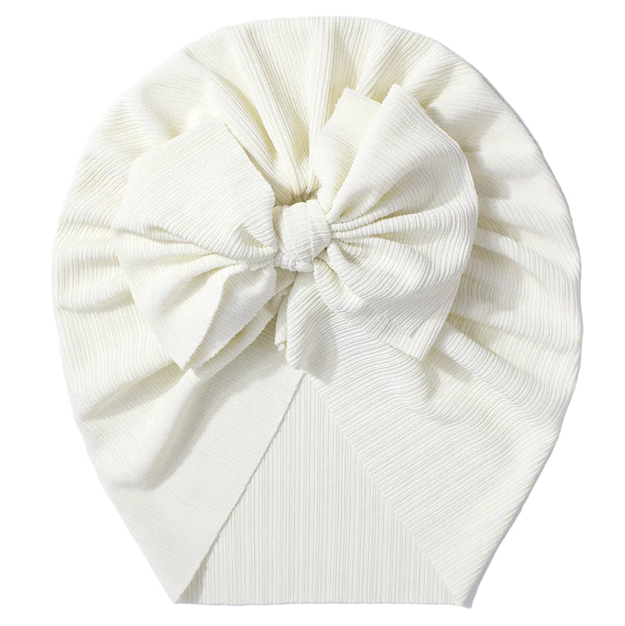 White cotton headwrap with matte bow
